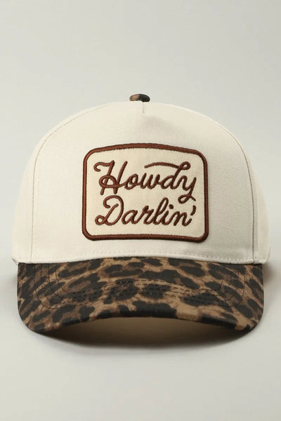 Howdy Darlinâ Leopard Brim Trucker Hat