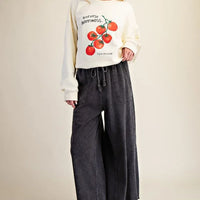 Relaxed Fit Washed Wide Leg Pants