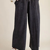 Relaxed Fit Washed Wide Leg Pants