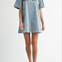 Collar Denim Mini Dress