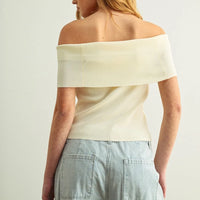 Off-Shoulder Ribbed Knit Top for Women