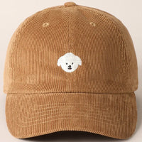 Maltese Embroidered Corduroy Baseball Cap