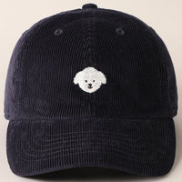 Maltese Embroidered Corduroy Baseball Cap