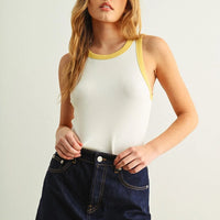 Contrast Trim Ribbed Tank Top
