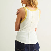 Contrast Trim Ribbed Tank Top
