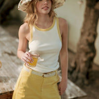 Contrast Trim Ribbed Tank Top
