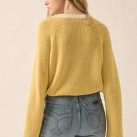 Contrast Trim Cropped Knit Cardigan