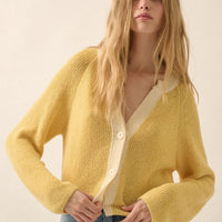 Contrast Trim Cropped Knit Cardigan