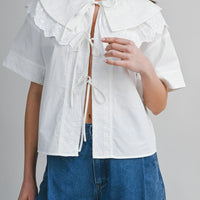 Romantic Eyelet Peter Pan Collar Blouse