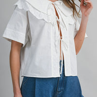 Romantic Eyelet Peter Pan Collar Blouse