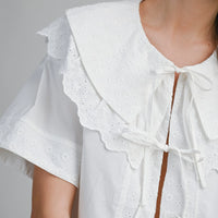 Romantic Eyelet Peter Pan Collar Blouse
