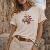 Hold Your Horses Embroidered Oversized T- Shirt