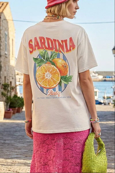 Sardinia Italy Oversized Graphic Tee