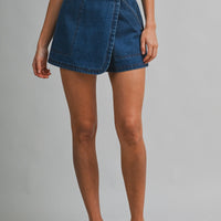 Asymmetrical Wrap Mid Rise Mini Skort