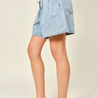 Soft Denim Drawstring Wide Fit Shorts