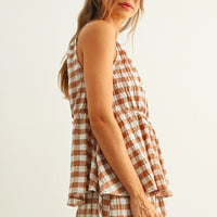 Gingham Tiered Halter Top