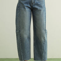 Vintage Wash Denim Barrel Pants