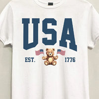 USA Teddy Bear Graphic T-Shirt