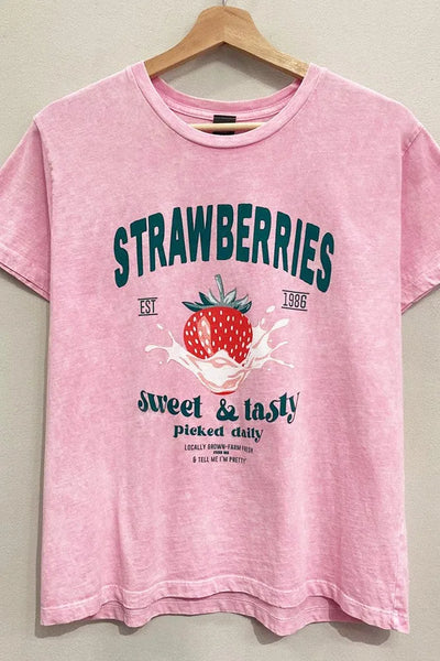 Strawberry Graphic Mineral Wash T-Shirt