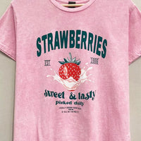 Strawberry Graphic Mineral Wash T-Shirt