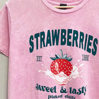 Strawberry Graphic Mineral Wash T-Shirt