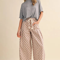 Polka Dot Pleated Barrel Pants