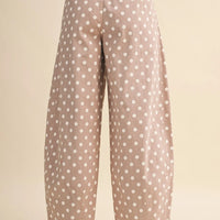 Polka Dot Pleated Barrel Pants