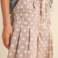 Polka Dot Pleated Barrel Pants