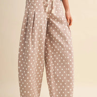 Polka Dot Pleated Barrel Pants