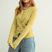 Ribbed Button Front Knit Cardigan Top