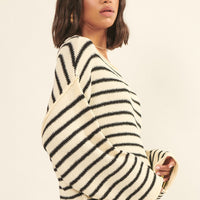 Relaxed Striped Knit Sweater – Lightweight Oversized Pullover