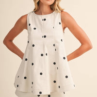 IST6095-A Polka Dot Denim Longline Top and Short Set