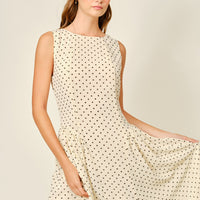 Classic Polka Dot Sleeveless Midi Dress