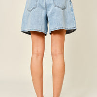 Soft Denim Drawstring Wide Fit Shorts