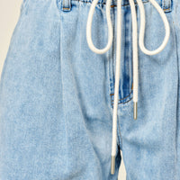Soft Denim Drawstring Wide Fit Shorts