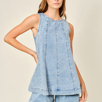 Denim Flare Sleeveless Top