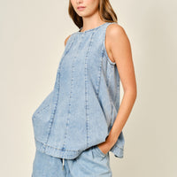 Denim Flare Sleeveless Top