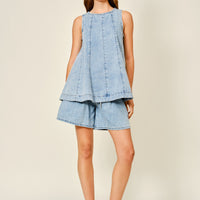 Denim Flare Sleeveless Top