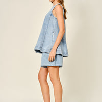 Denim Flare Sleeveless Top