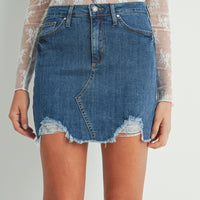 Frayed Denim Mini Skirt