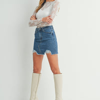 Frayed Denim Mini Skirt
