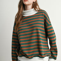 Vintage Stripe Oversized Mock Neck Sweatshirt