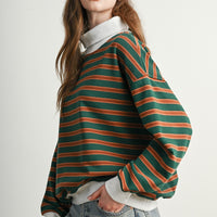 Vintage Stripe Oversized Mock Neck Sweatshirt