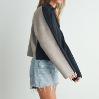 Two Tone Mock Neck Sweater