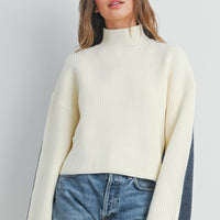 Two Tone Mock Neck Sweater