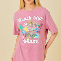 Beach Club Miami Oversized Graphic T-shirt Dress