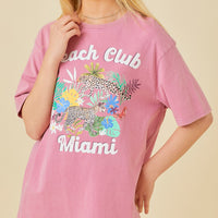 Beach Club Miami Oversized Graphic T-shirt Dress