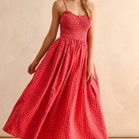 Gingham Smocked Maxi Dress