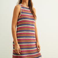 Boho Crochet Knit Mini Dress