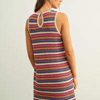 Boho Crochet Knit Mini Dress